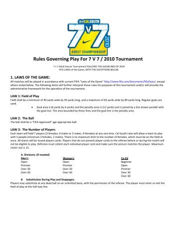 CAL SOUTH 7 on 7 SOCCER RULES - SCMAF