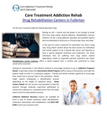 Care Treatment Addiction Rehab|Drug Rehabilitation Centers in Fullerton