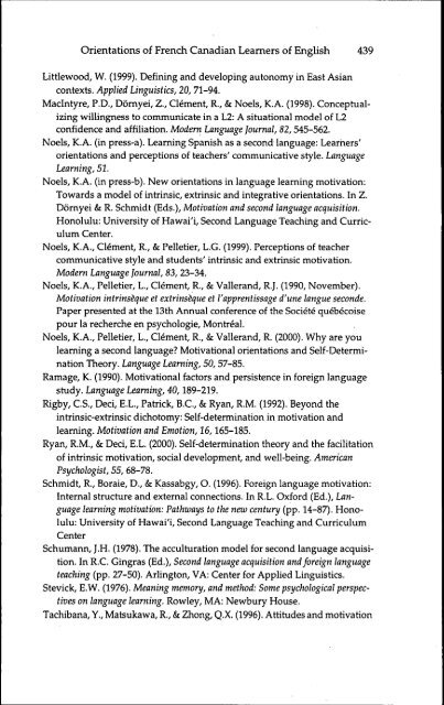 Intrinsic, Extrinsic, and Integrative Orientations of French Canadian ...