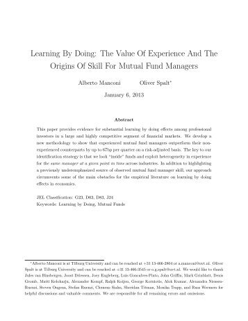 Learning By Doing: The Value Of Experience And The Origins Of ...