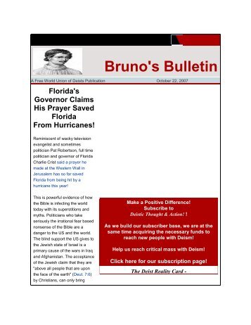 Bruno's Bulletin - World Union of Deists