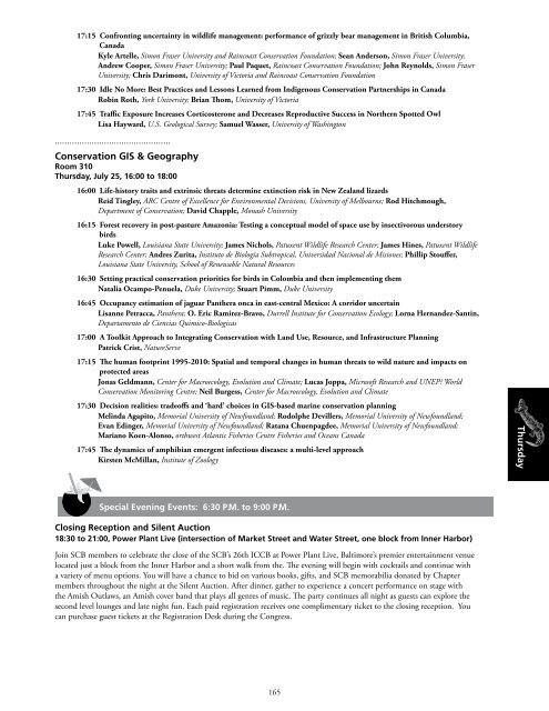 ICCB 2013 Program - Society for Conservation Biology