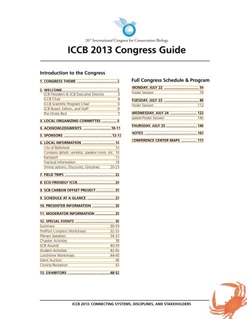 ICCB 2013 Program - Society for Conservation Biology