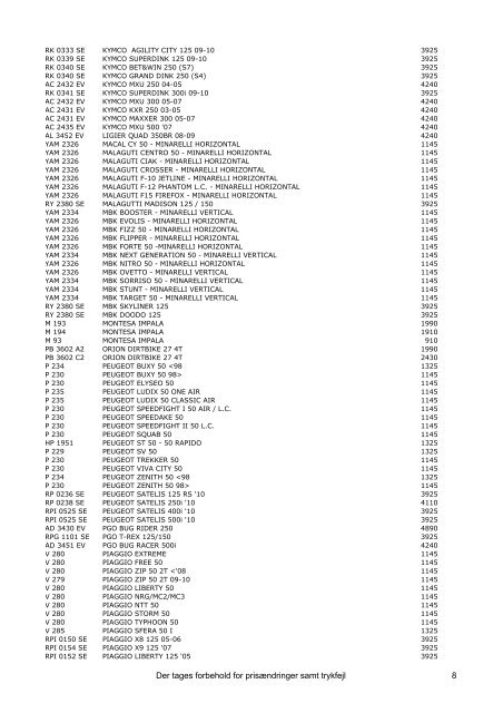 Prisliste Sverige 2011 Ixil - MC-Tech