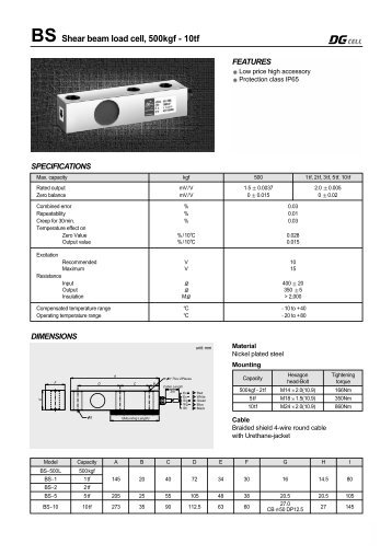 BS Shear beam load cell, 500kgf - 10tf - KODA
