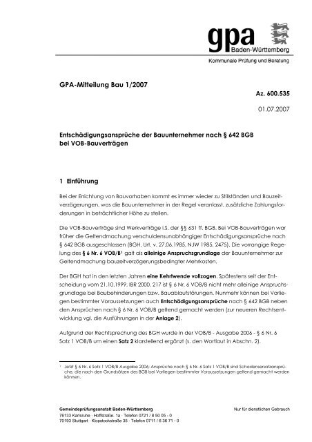 EntschÃ¤digungsansprÃ¼che der Bauunternehmer nach Â§ 642 BGB ...