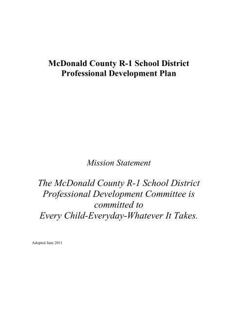 Professional Development Plan - McDonald County R-1 School ...