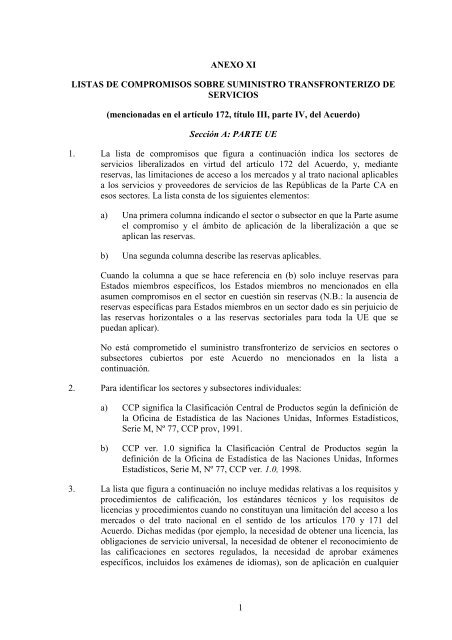 Listas de Compromisos sobre Suministro Transfronterizo de Servicios