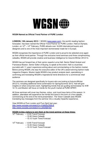 WGSN Named as Official Trend Partner of PURE London LONDON ...