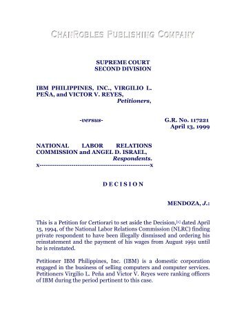 IBM Philippines, Inc. vs. NLRC - Chan Robles and Associates Law ...