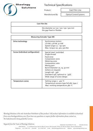 OCS Cast Film Line Specifications.pdf - Rheology Solutions
