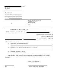 MOTION FOR CONTINUANCE OF NOW - Carbon County Courts