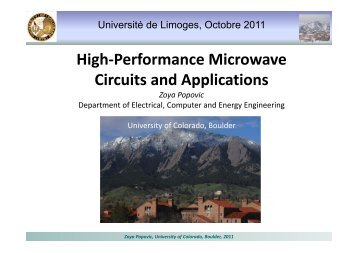 High-Performance Microwave Circuits and Applications Zoya Popovic