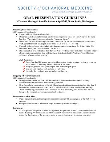 ORAL PRESENTATION GUIDELINES