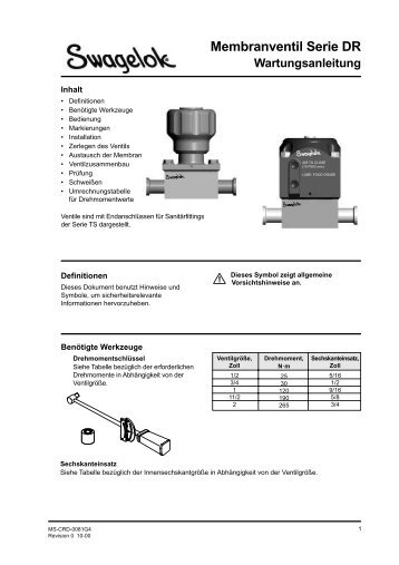 Membranventil Serie DR Wartungsanleitung (MS-CRD ... - Swagelok