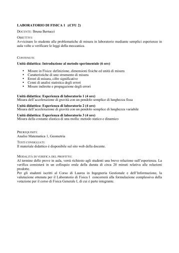 Programma del Corso e modalitÃ  di esame