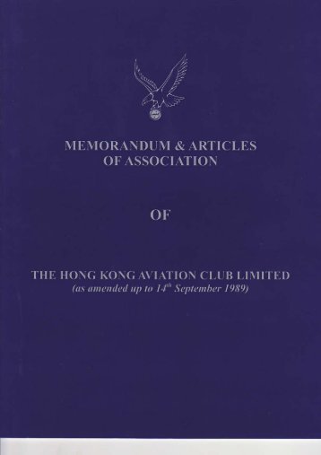 Memorandum and Articles of Association - Aviation Club