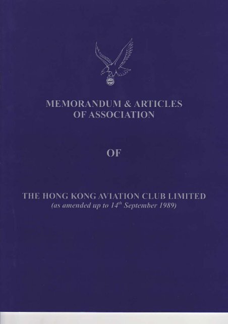 Memorandum and Articles of Association - Aviation Club