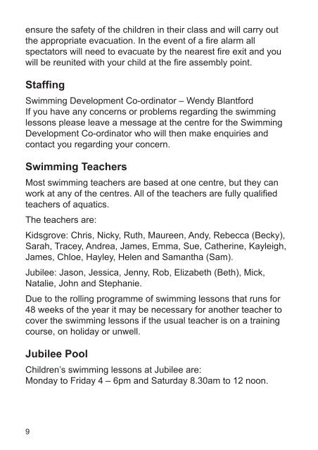 Parents' guide To Swimming Lessons - Newcastle-under-Lyme ...