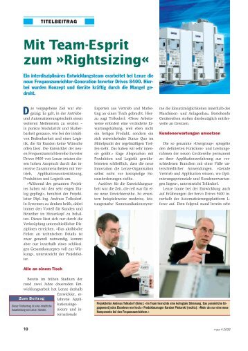 Mit Team-Esprit zum »Rightsizing«