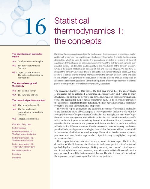 Statistical thermodynamics 1: the concepts - W.H. Freeman