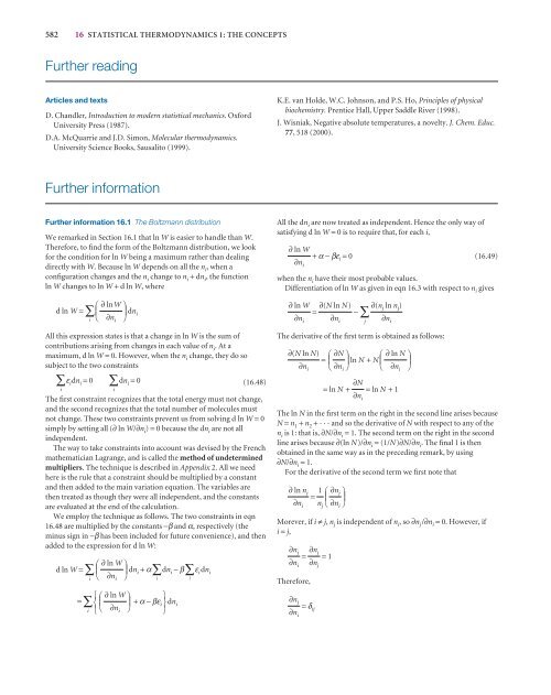 Statistical thermodynamics 1: the concepts - W.H. Freeman