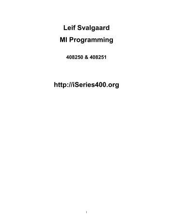 Leif Svalgaard MI Programming - Leif and Vera Svalgaard's