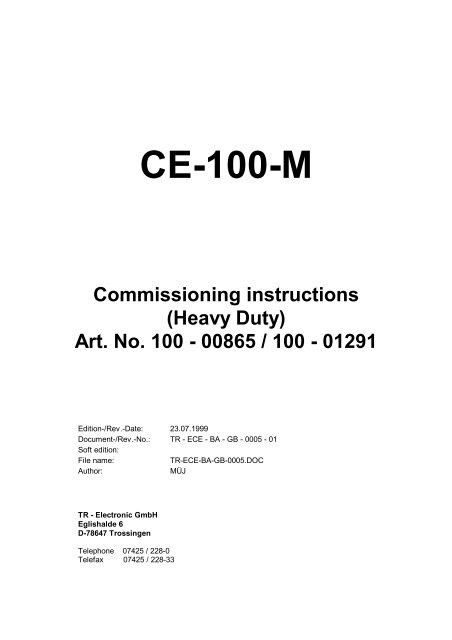 CE-100-M Commissioning instructions - TR Electronic