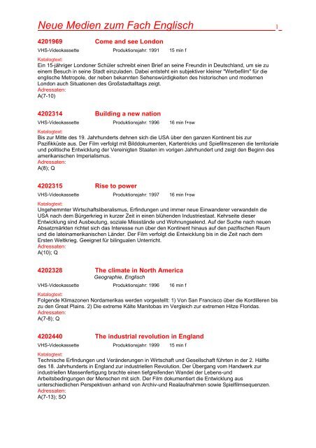 Neue Medien Zum Fach Englisch Kreismedienzentrum