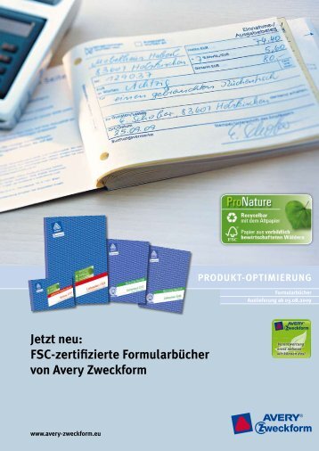 Jetzt neu: Fsc-zertifizierte Formularbücher von avery zweckform