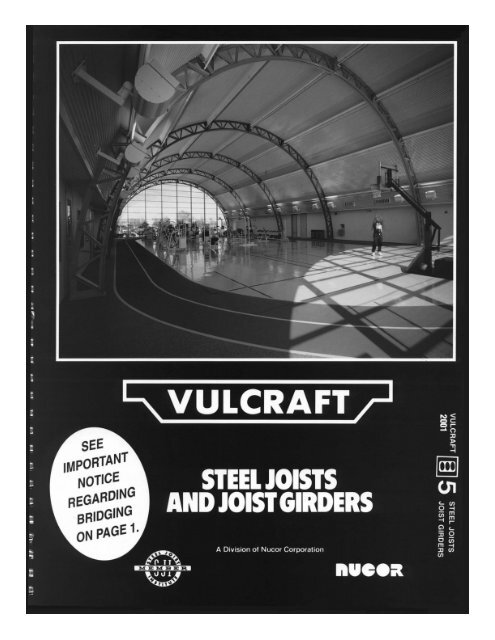 Vulcraft Steel Joists And Joist Girders Catalog Sites At