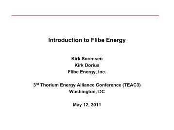 Introduction to Flibe Energy - Thorium Energy Alliance