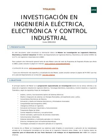 investigaciÃ³n en ingenierÃ­a elÃ©ctrica, electrÃ³nica y control industrial
