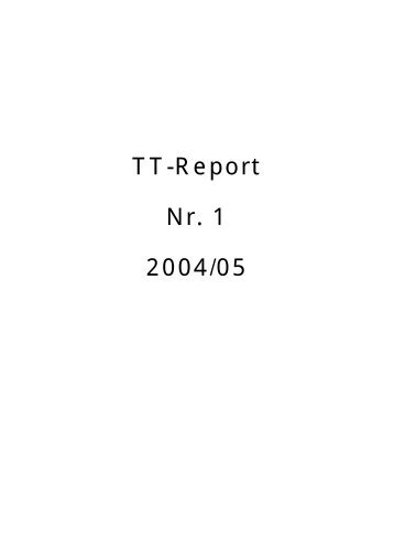 TT-Report Nr. 1 2004/05 - Vorarlberger Tischtennisverband