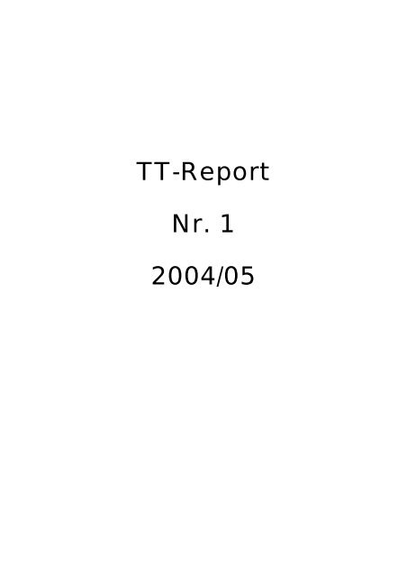 TT-Report Nr. 1 2004/05 - Vorarlberger Tischtennisverband