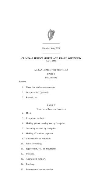 CRIMINAL JUSTICE (THEFT AND FRAUD ... - Irish Statute Book