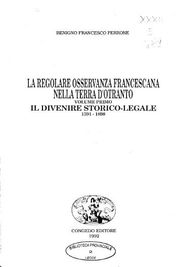 la regolare osservanza francescana nella terra d ... - culturaservizi.it