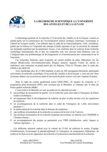 l'annuaire de la recherche - UniversitÃ© des Antilles et de la Guyane