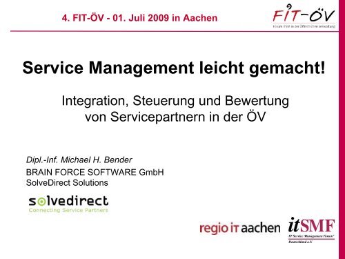 Service Management leicht gemacht! - FIT-Ã¶V