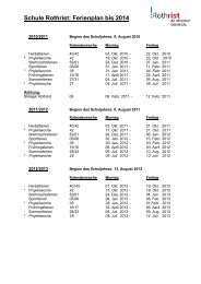 Schule Rothrist: Ferienplan bis 2014