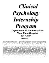 Psychology Internship - Dept of State Hospitals - State of California