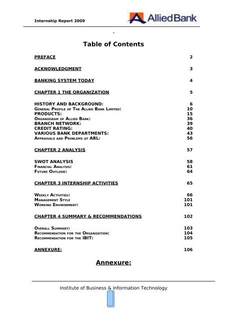 Table of Contents Annexure: - vuZs