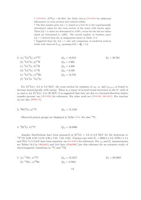 Energy Levels of Light Nuclei A = 14 - Triangle Universities Nuclear ...