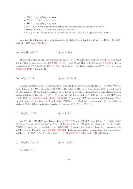 Energy Levels of Light Nuclei A = 14 - Triangle Universities Nuclear ...