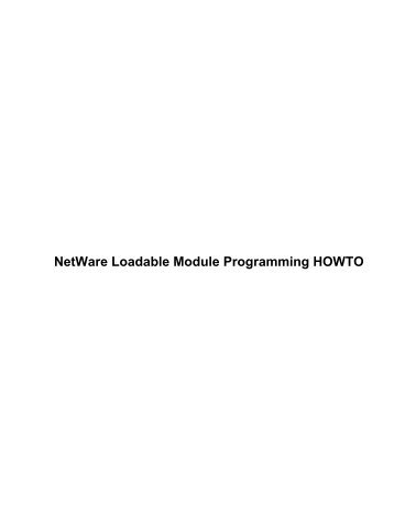 NetWare Loadable Module Programming HOWTO