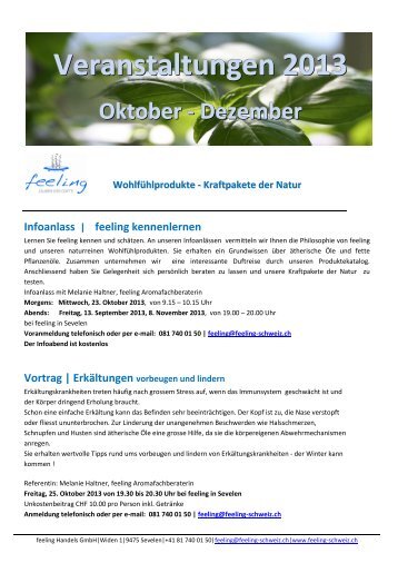 Oktober bis Dezember - Feeling Schweiz