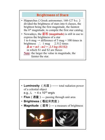 Brightness and Naming of Stars