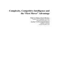 Complexity, Competitive Intelligence and the âFirst Moverâ Advantage