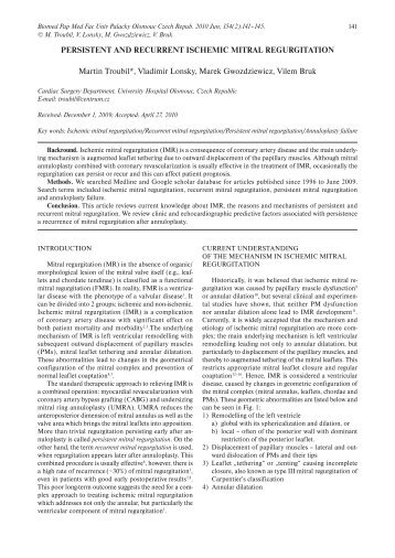 PERSISTENT AND RECURRENT ISCHEMIC MITRAL ...