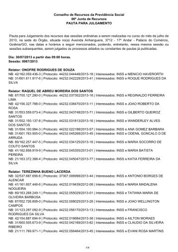 Pauta de julgamento nÂº 067 e 069 E-Recurso - MinistÃ©rio da ...